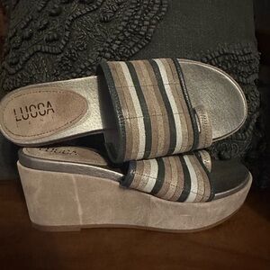 Lucca Lane Leather Wedge Sandals